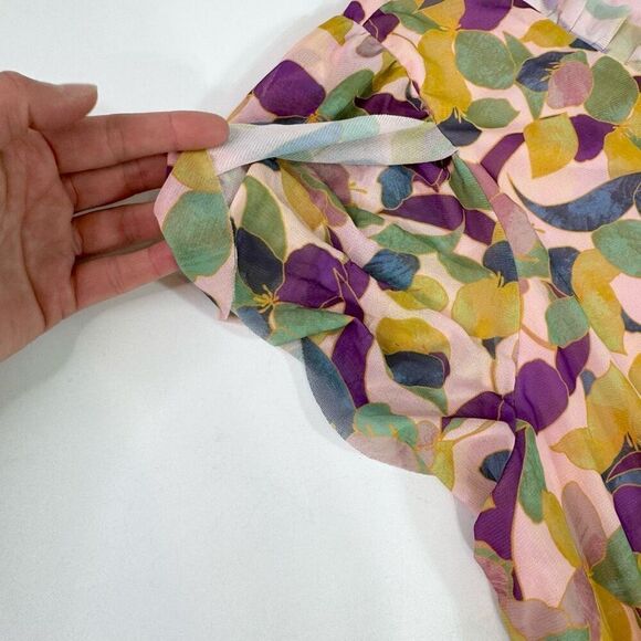 Daniel Rainn Top Shirt Womens 3X Pink Floral Short Flutter Sleeve Dainty V Neck - Picture 3 of 9